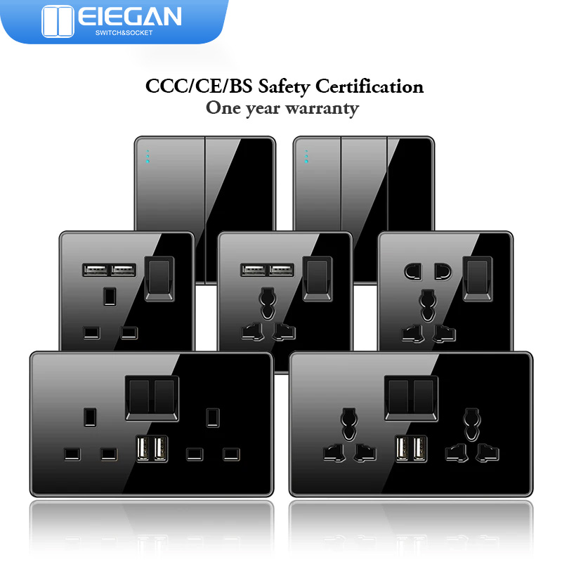 Home Improvement Uk - Розетка ELEGAN UK, черная, 16A/20A/45A, полностью